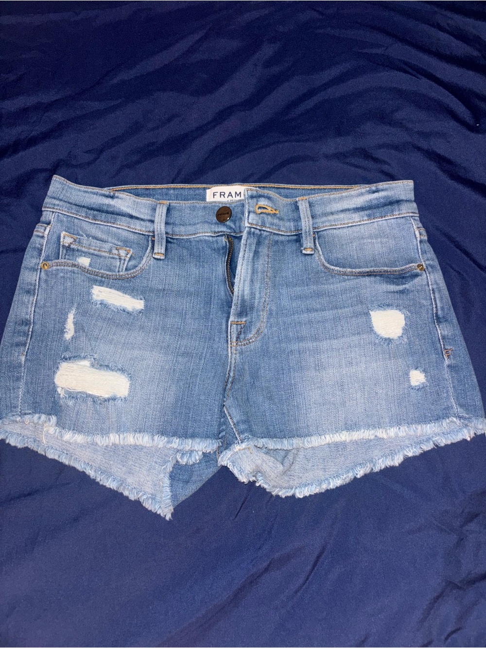 Frame Denim Light Blue Distressed Cutoff Jean Shorts